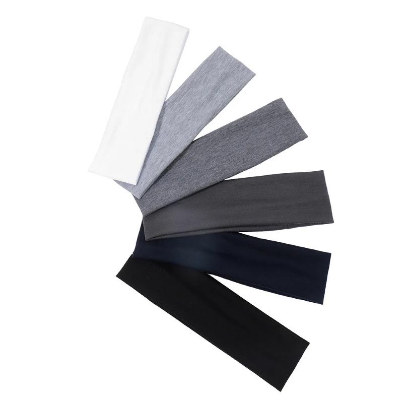

5pcs Men/Women S Headbands, Comfortable Sweat-Wicking Elastic Sports Headband Set, Polyester Solid Color, for Yoga, Running