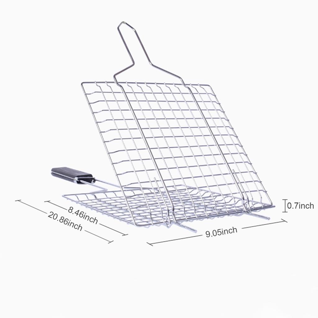 Grilling Basket Non-Stick Barbecue Basket Heavy Duty BBQ Tools Grill Basket for Meats Fish Vegetables Steak