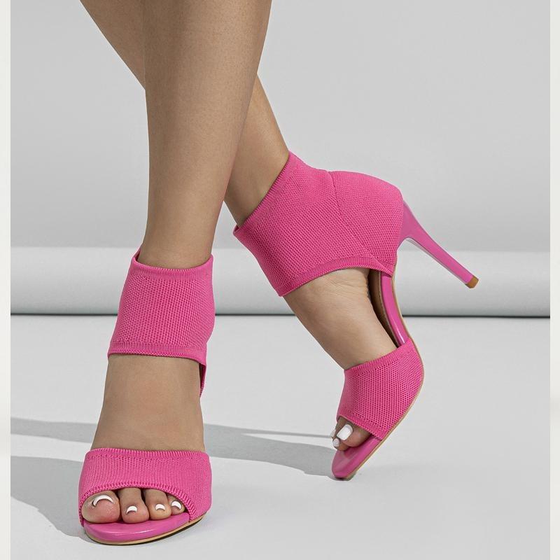 Eilyken Frühling Sexy Mode Stiefeletten Frauen Komfort Peep Toe Gestrickte Stretch Stilettos Dünne Fersen Cut-Out Tanzen Sandalen