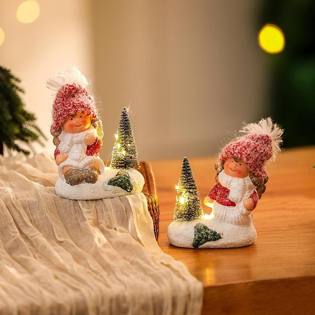Christmas Girl Figurine Christmas Decorations for Holiday Birthday Tabletop