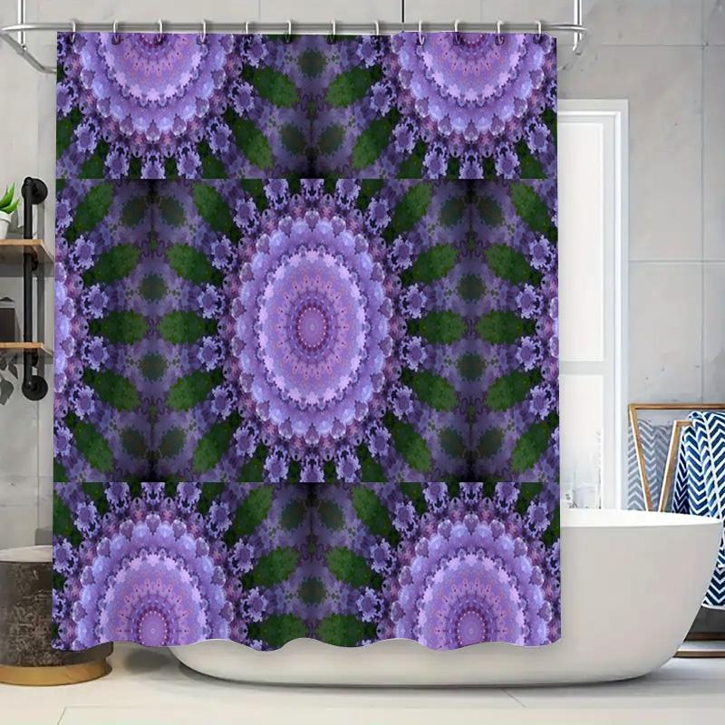 Purple Mandala Shower Curtain: Floral Bath Decor Home Decoration Wall Art Print for Bathroom 72 x 78 inches (183cmx200cm)