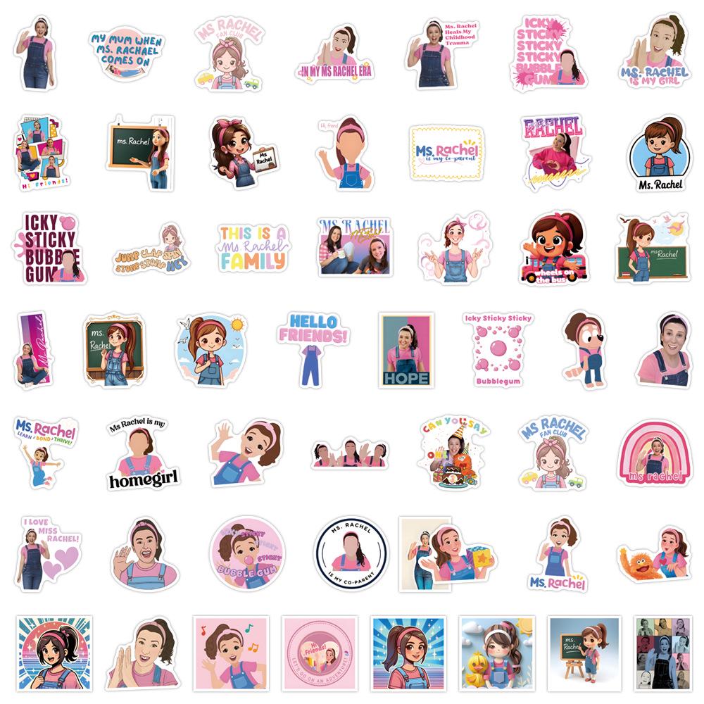 

50 Ms. Rachel Cartoon Stickers - Waterproof Decor for Stationery, Water Cups, Computers