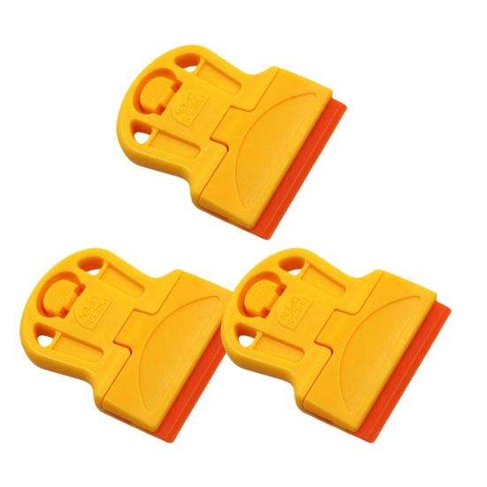 3Pcs Small Cleaning Scraper with Stainless Steel Blade Tile Cleaning Spatula Car Window Home Sticker Remover Essential Tool for Adhesive Decal Paint A жёлтый