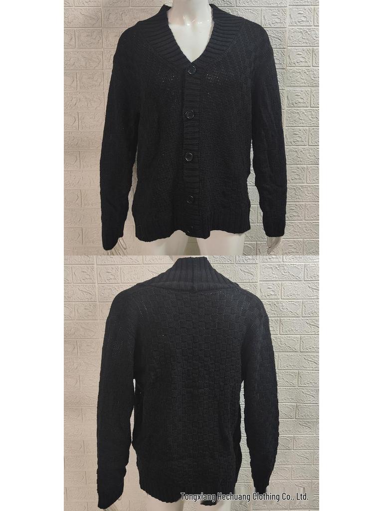 2025 Autumn/Winter Men's Retro Lapel Knit Cardigan - European and American Style