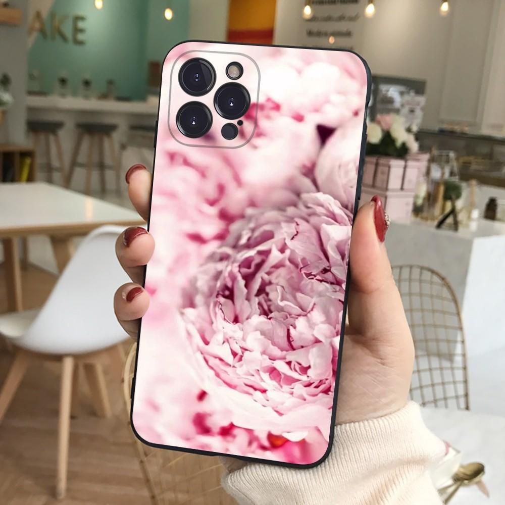 Elegant Pink Purple Peony Phone Case For iPhone 15 14 11 12 13 Mini Pro XS Max Cover 6 7 8 Plus X XR SE 2020 Funda Shell