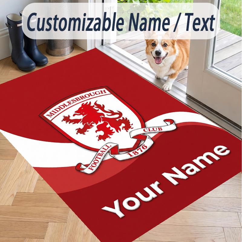 Custom Text Printed Rug Middlesbrough FC Non Slip Floor Carpet For Home Room Decor