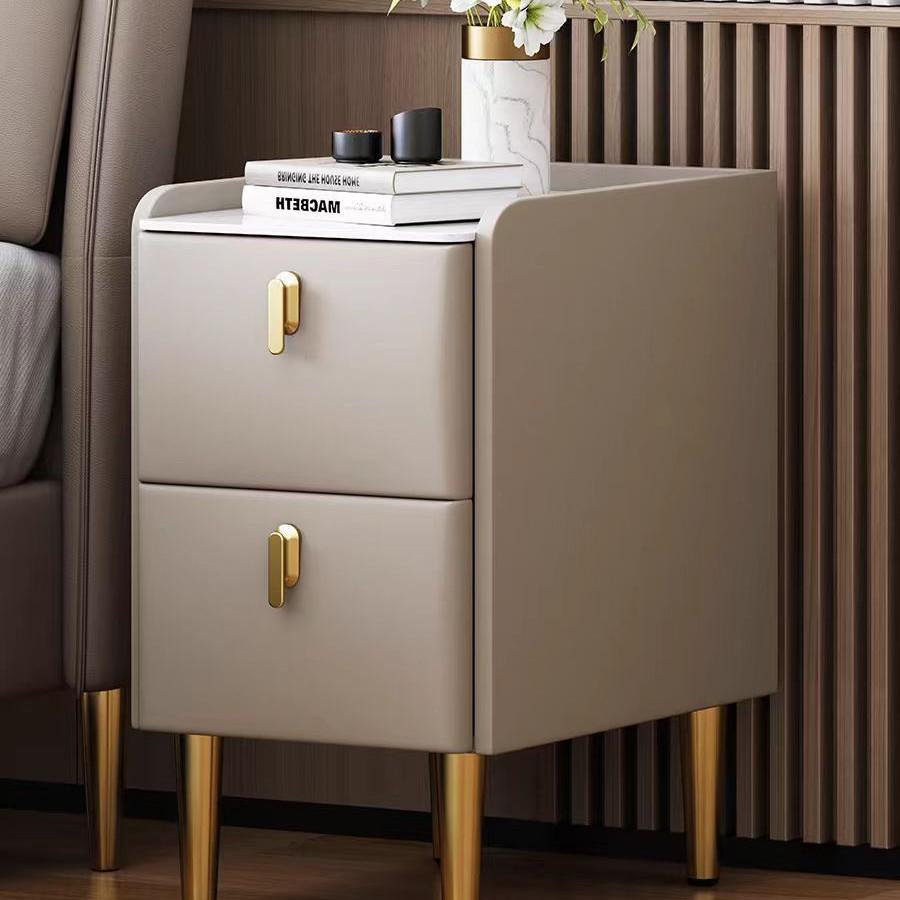 Luxury Narrow Bedside Table with Wireless Charging and Multi-functional Storage