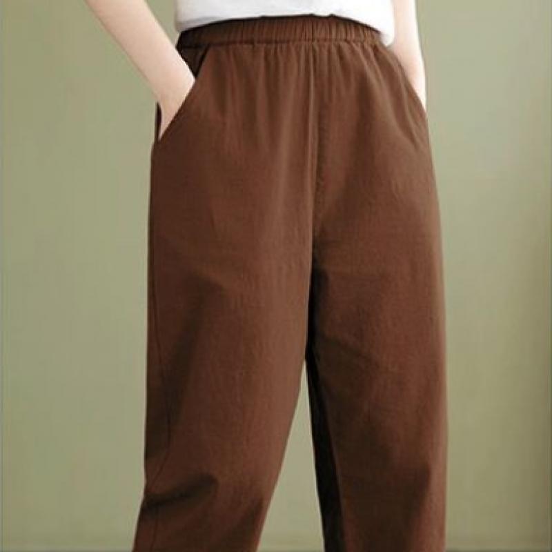 Shop Women Big Size Linen Banding 7 Point Pants Won Wpt Wfilkbx