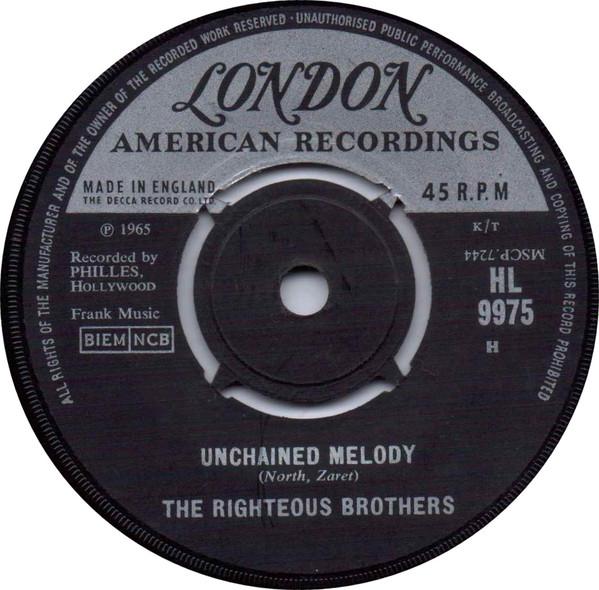 7inch Record RIGHTEOUS BROTHERS - Unchained Melody HL9975 London Records 1965 UK Pop Used