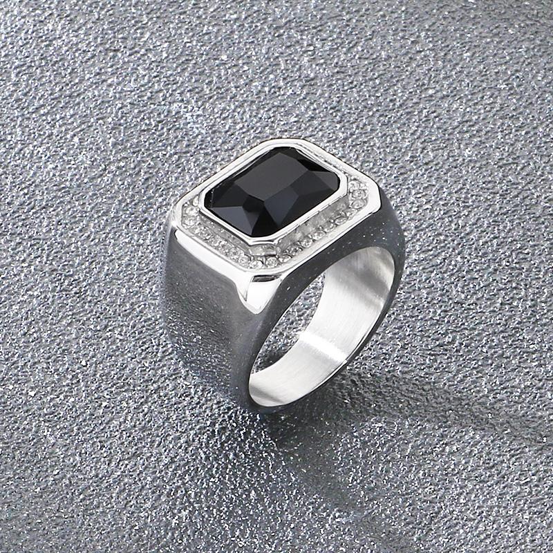 

Trendy Stainless Steel Larger Men s Finger Ring Square Cut Zircon Stone Cocktail Rings Hip Hop Business Fashion Jewelry 7