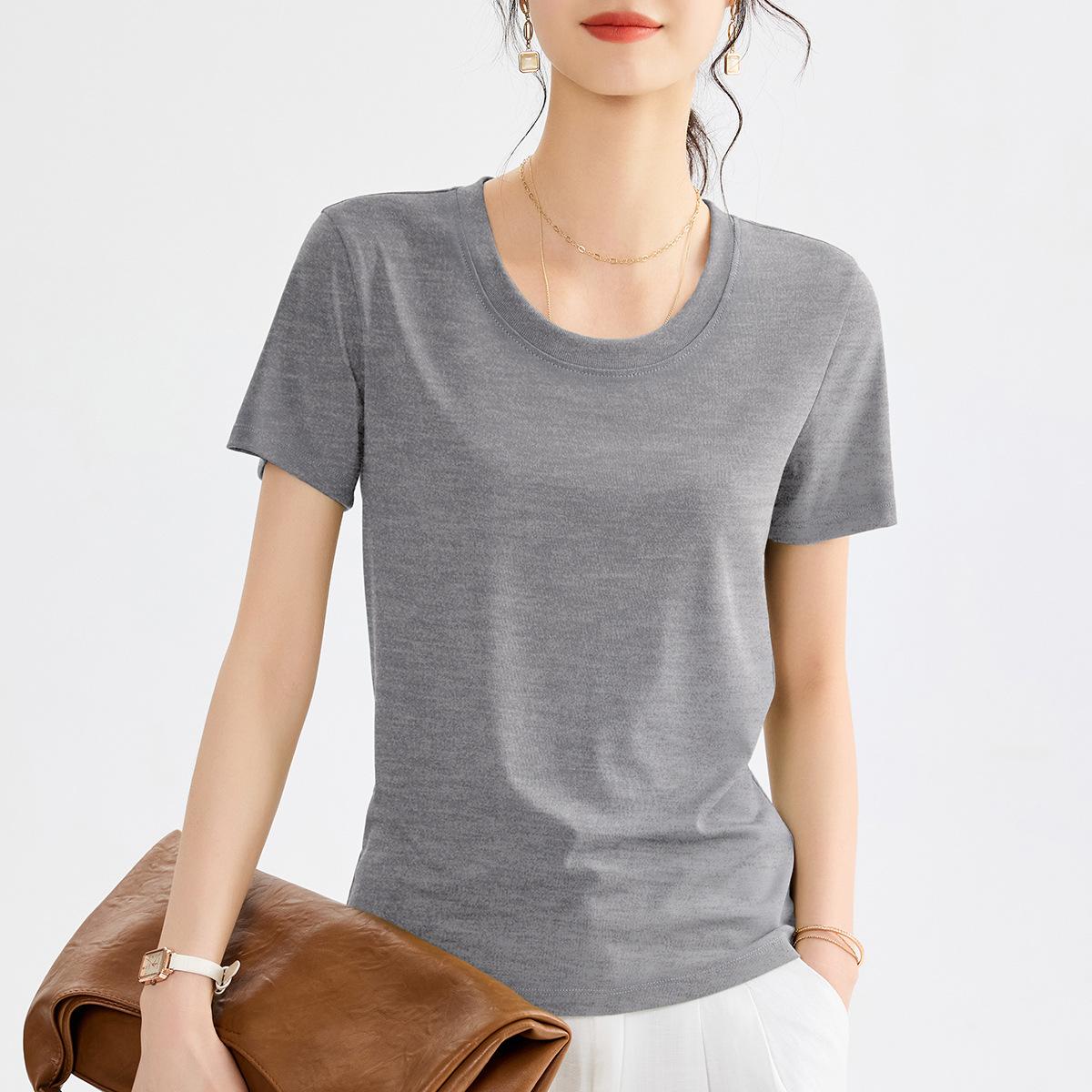 

Tencel short-sleeved collar mask casual elastic quick-drying summer top women XXXL