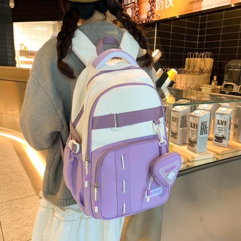 New High value Ins Style Schoolbag for Women Fashion Casual Color Blocking Backpack for Men Large Capacity Forest Style Trendy Backpack
