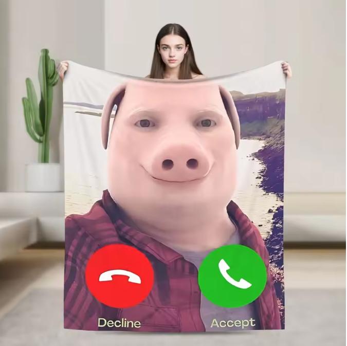John-Pork Is Calling Blankets Quality Warm Soft Throw Blanket Winter Travel Office Home Decor Street Trend Bedspread