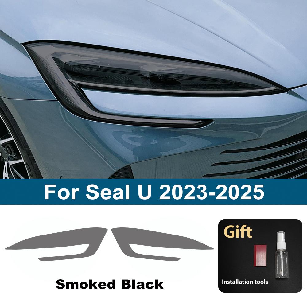 Car Headlight Protective Film for BYD Seal U 2026-2026 Smoke Black TPU PPF Pre Cut Anti-Scratch Vinyl Wrap Kit High-Gloss Film