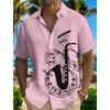 New Beach Men's Short Sleeved Music Print Polo Collar Button Shirt Outdoor Leisure Fashion Street Men's High Quality Top