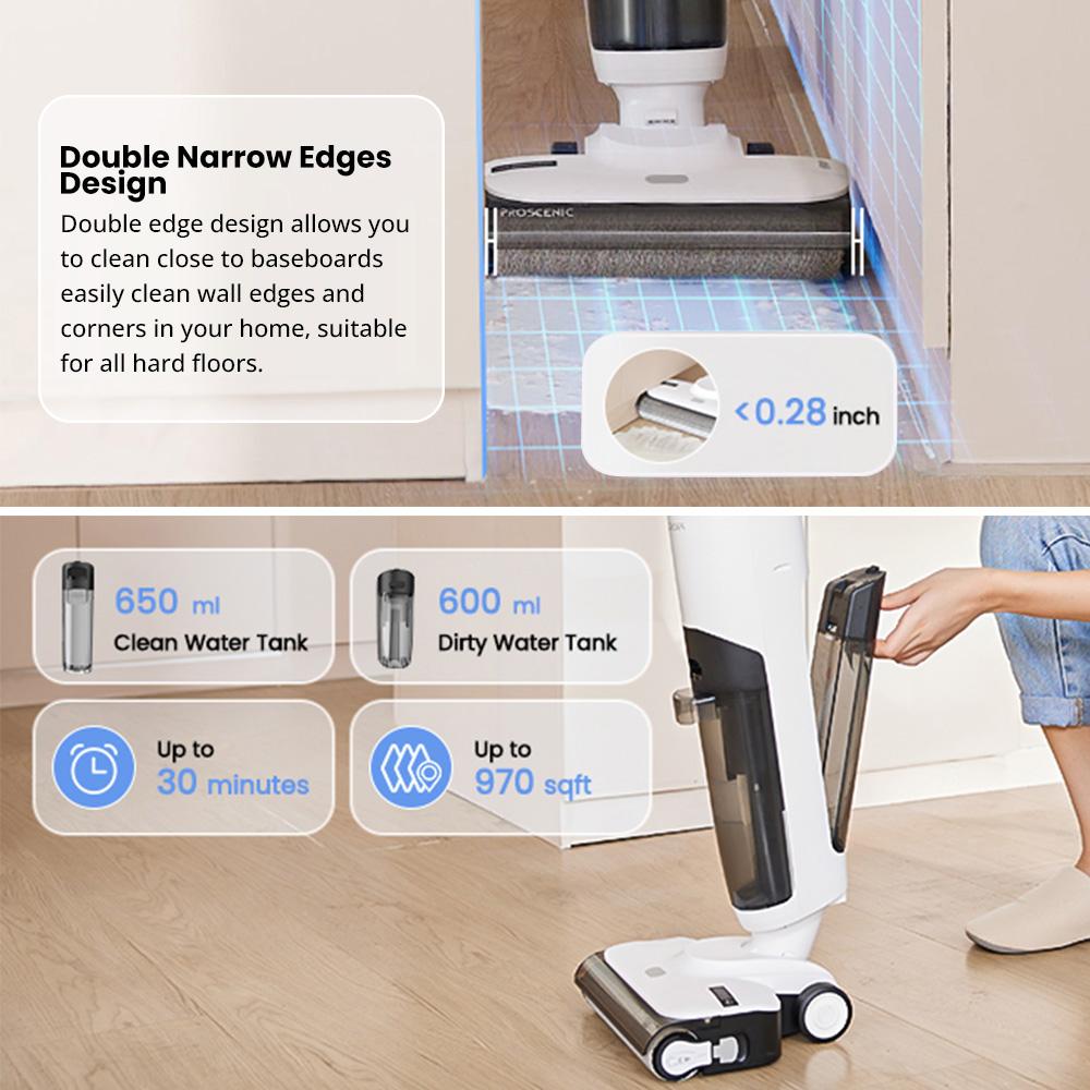 Refurbished:  Proscenic F10 Cordless Wet Dry Vacuum Cleaner, Self-Cleaning, Self-Drying