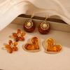 Cercei Melard Style Amber Caramel: Cercei Stud Trendy de Toamnă pentru Femei