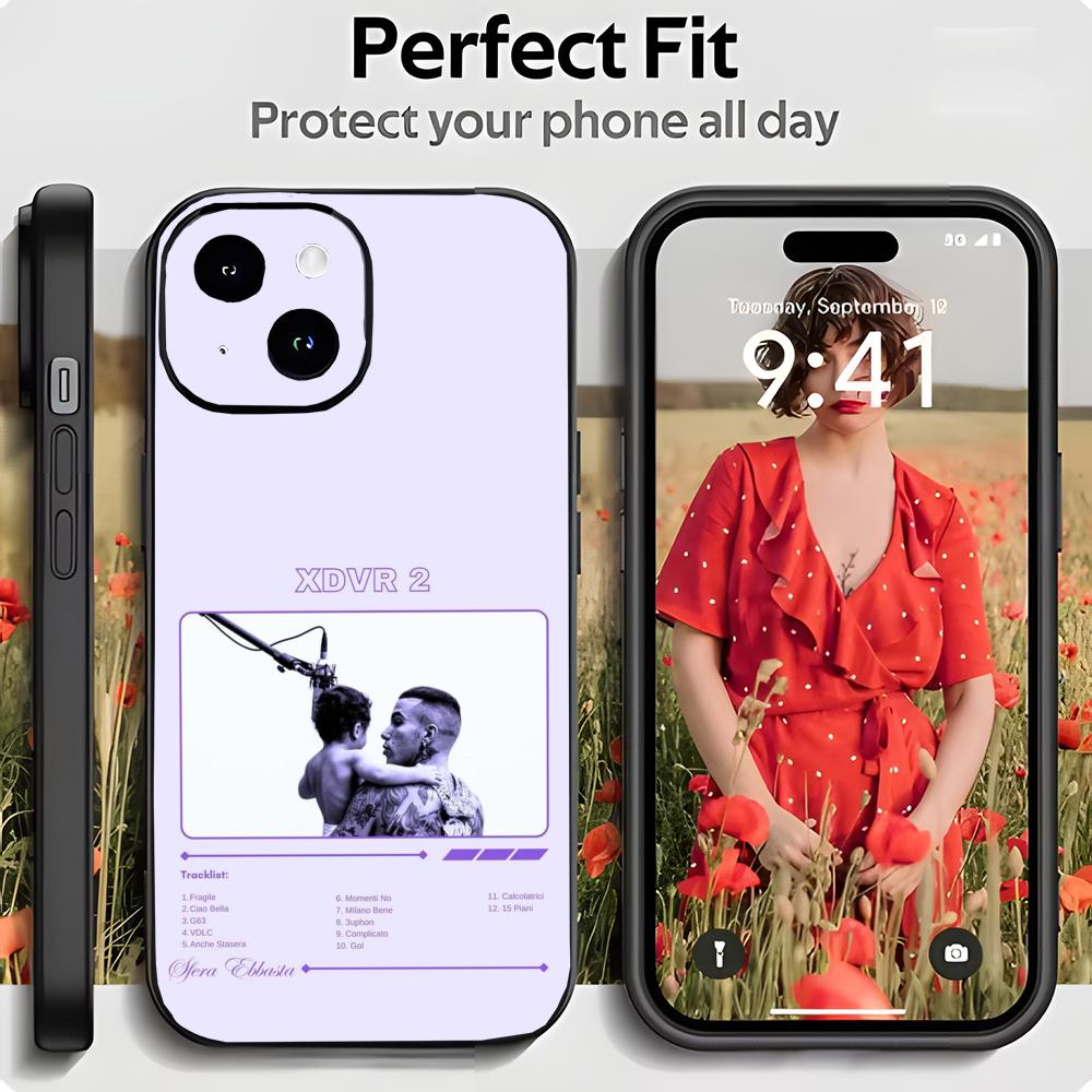 Singer S-Sfera Ebbasta Album Cover Phone Case Black Matte Thin Phone Case For iPhone17 16 15 14 13 ProMax