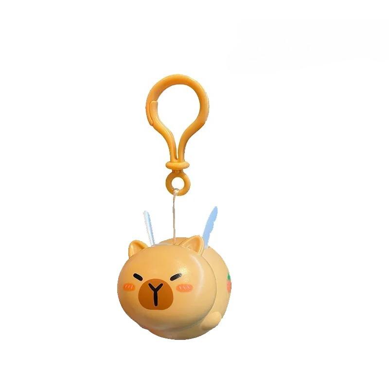 

1-6pcs Capybara Keychains Funny Cartoon Pull String Flying Capibara Toy Kawaii Animal Pendant Car Keychain Women Men Charms Gift