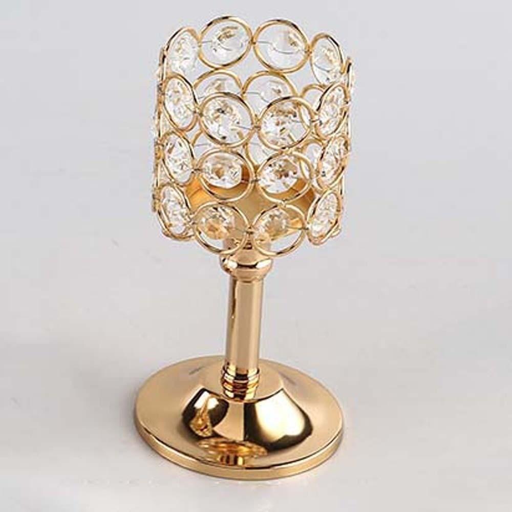 Hollow Crystal Candle Holder Romantic Craft Candelabra Wrought Iron Candlestick Home Wedding