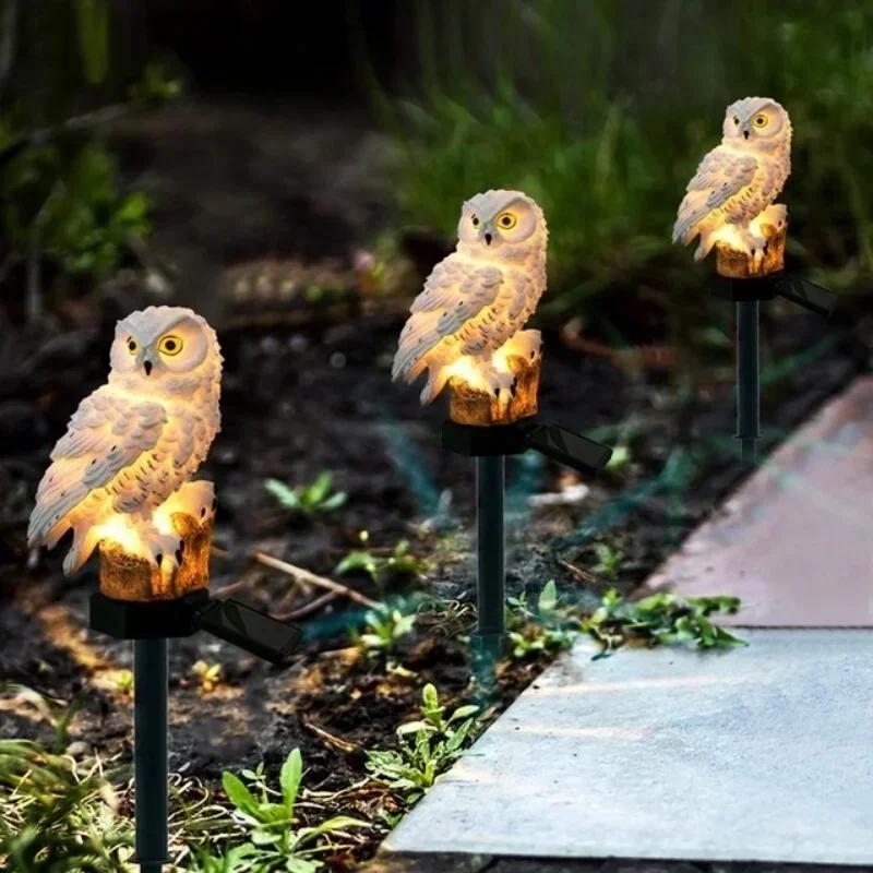 Owl Lights Outdoor Solar Powered Lawn Floor Lamp Waterproof Landscape Lighting Pathway LED Animal Lantern Yard Lawn Garden Decor
