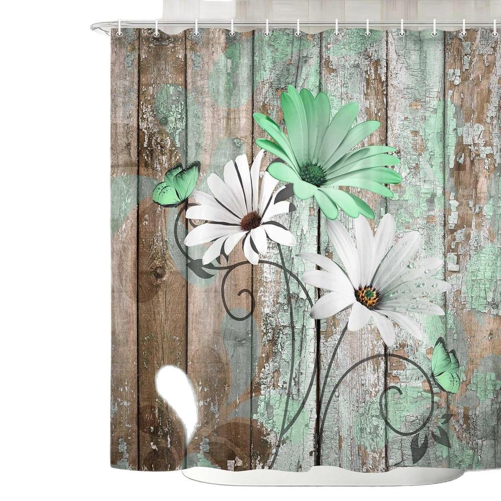 Chrysanthemum 3D Print Waterproof Polyester Shower Curtain