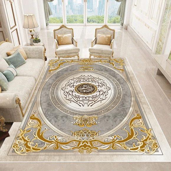 Luxury European Style Carpets Living Room Sofa Side Rugs Home Decoration Soft Golden Carpet Bedroom Cloakroom Hallway Floor Mat