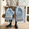 Schoolbag new schoolbag ins wind Korean female niche light class junior high school students corduroy large-capacity backpack