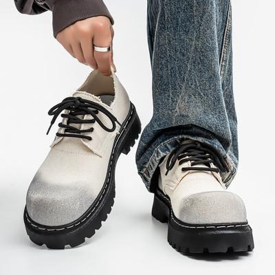 Men's British Retro Wide Round-Toe Derby Shoes Outdoor Business Platform Men's Shoes Chunky Casual Leather Shoes Zapatos Hombre
