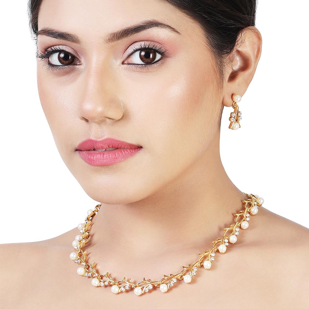 

Позолоченное великолепное дизайнерское колье с кристаллами и жемчугом для женщин