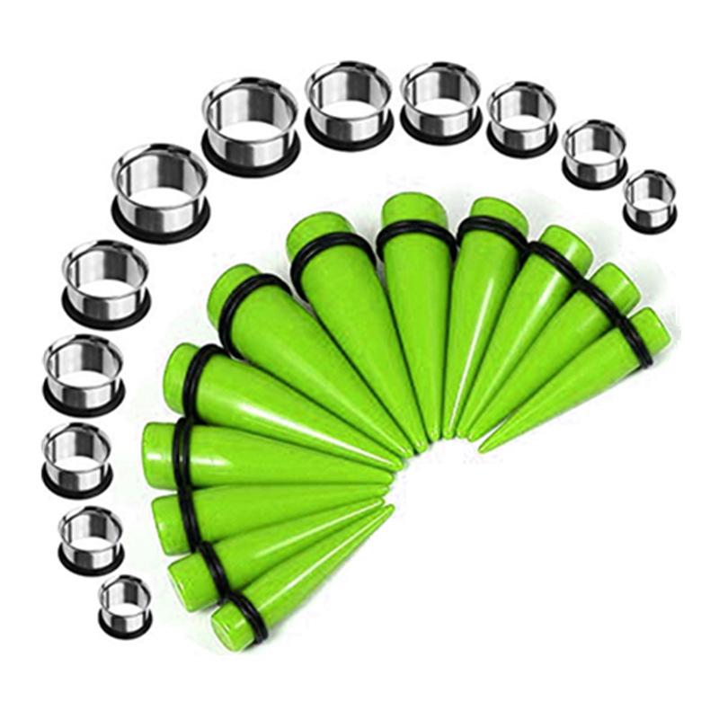 

Acrylic Cone Stainless Steel Ear Extender 24-Piece Set Combination Suit Personality Auricle Ear Amplifier Puncture трава зеленый
