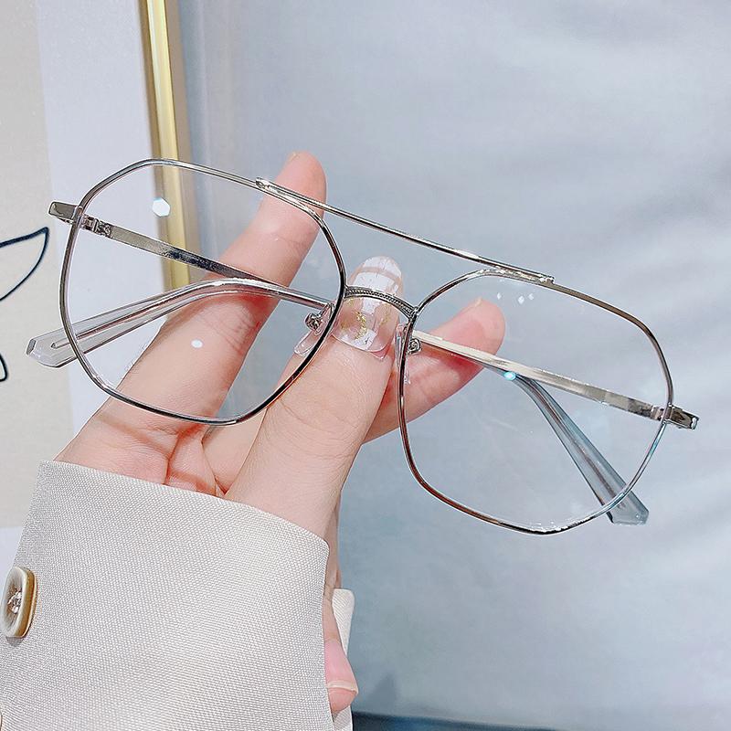 Double Beam Polygon Blue Light Blocking Myopia Glasses With Prescription Metal Student Nearsighted Spectacles 0 -0.5 -0.75 To -6 0