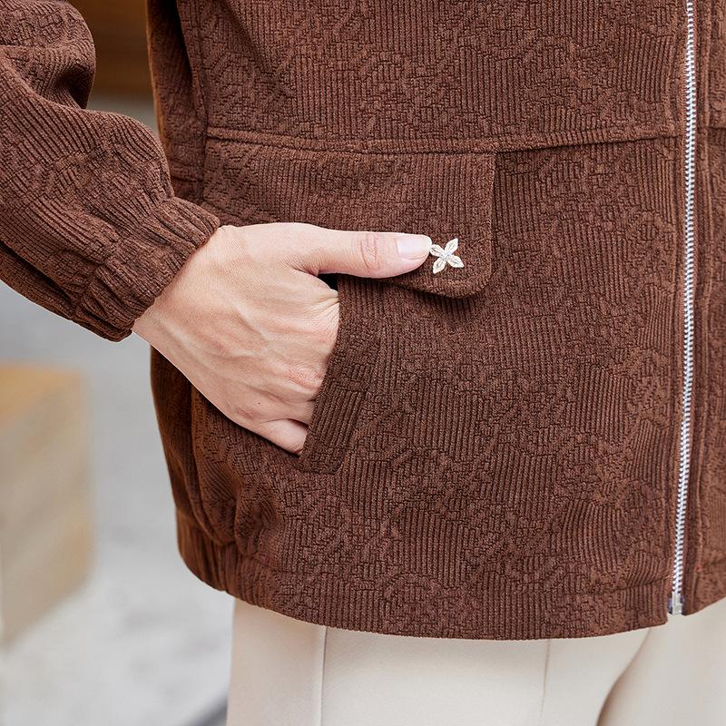 Autumn Corduroy Cardigan Jacket for Middle-Aged & Elderly Women