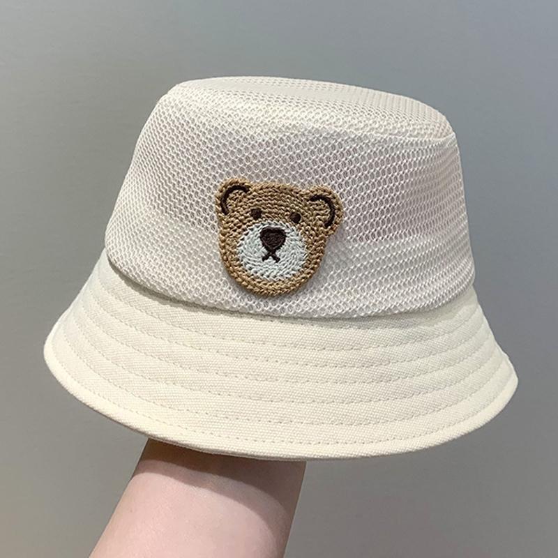 Baby Summer Fisherman Hat Cute Bear Toddler Children Mesh Breathable Sun Hat Outdoor Beach Boys Girls Panama Fisherman Hat