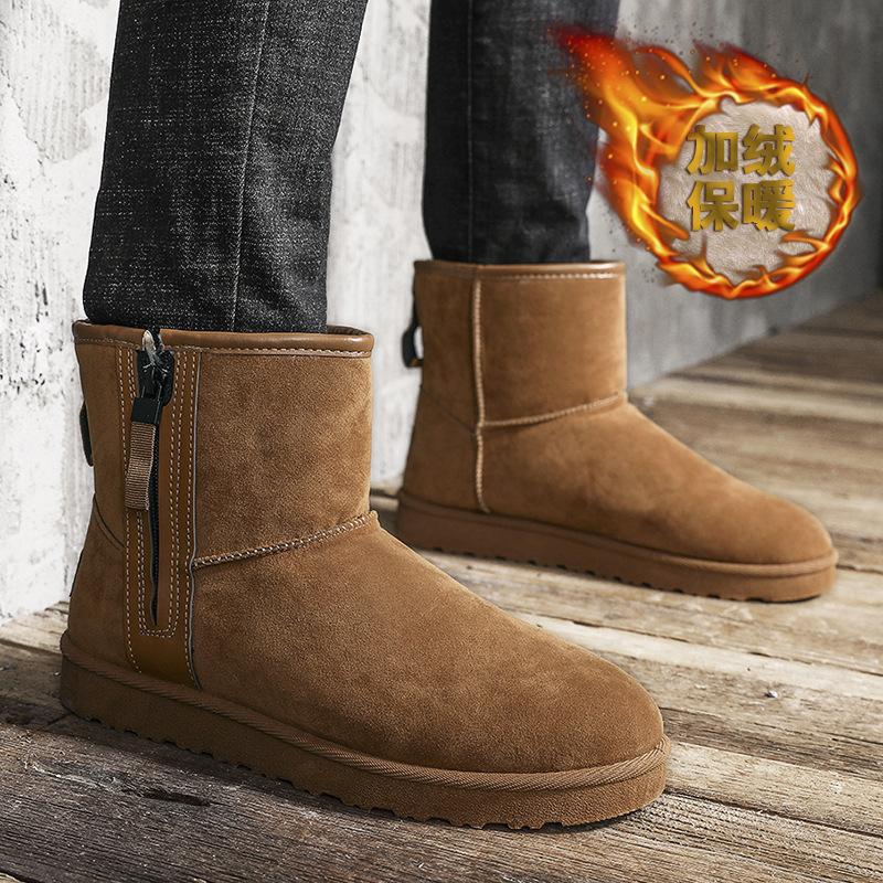 

2025 матовые зимние сапоги мужские зимние теплые бархатные нескользящие утолщенные высокие хлопковые туфли хлебные туфли низкие ботинки 43