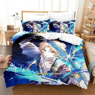 New Honkai Star Rail Bedding Set Cartoon Anime Three-piece Set Adult Kid Bedroom Duvetcover Sets 3D Kawaii Game Roupa De Cama