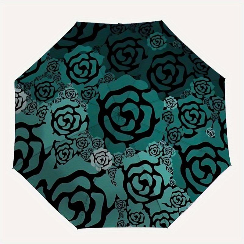 

1pc Rose Pattern Automatic Umbrella High Quality Canopy, Portable Folding Umbrella with, Ideal Gift for - Travel, Everyday, Formal Events, Stylish Acc