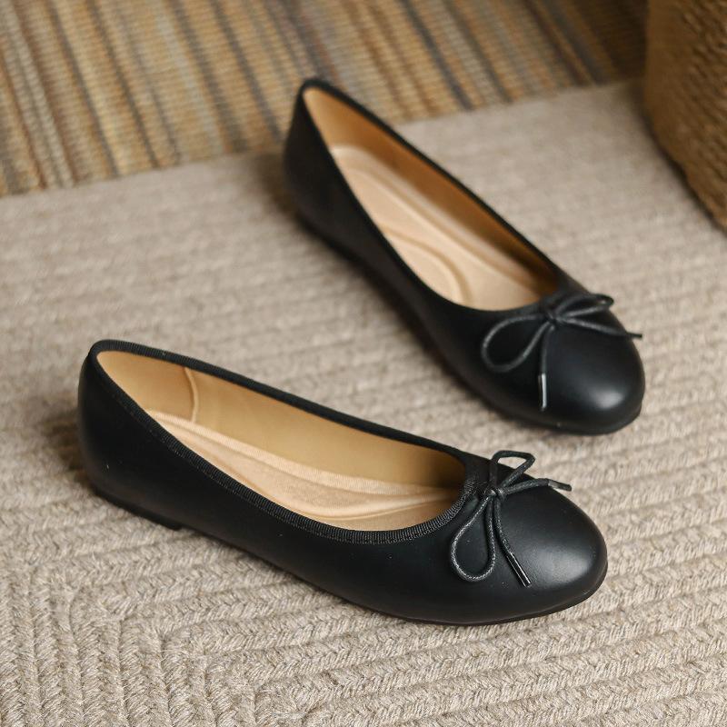 Fashion 41-43 Big Size Bowtie flat shoes woman round toe crystal glitter slip on loafers soft bottom bow ballet flats ladies OL shoes