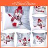 Cozy 18" Christmas Cushion Cover Featuring Cute Santa Claus And Snowman For Holiday Charm
