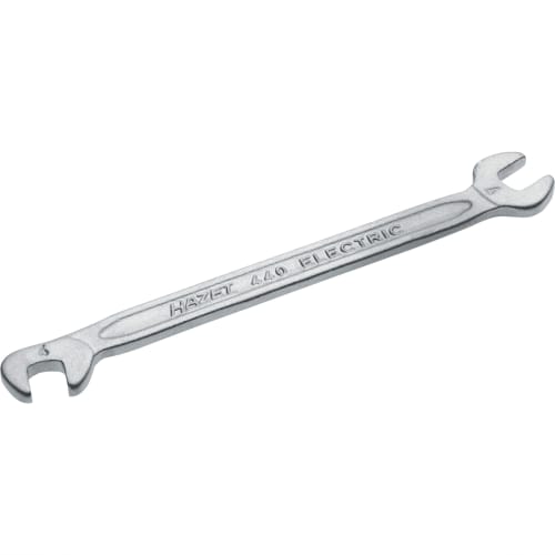 

HAZET Double Open-End Wrench (Open-End Wrench), Silver, Ultra-Thin Jaw, 70mm Overall Length, 4mm Width, 2mm Thickness, 15 and 75 Jaw Position Angles