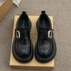 British Versatile Retro Brown Buckle Single Shoes for Women's Spring New Platform Small Leather Shoes for Women
