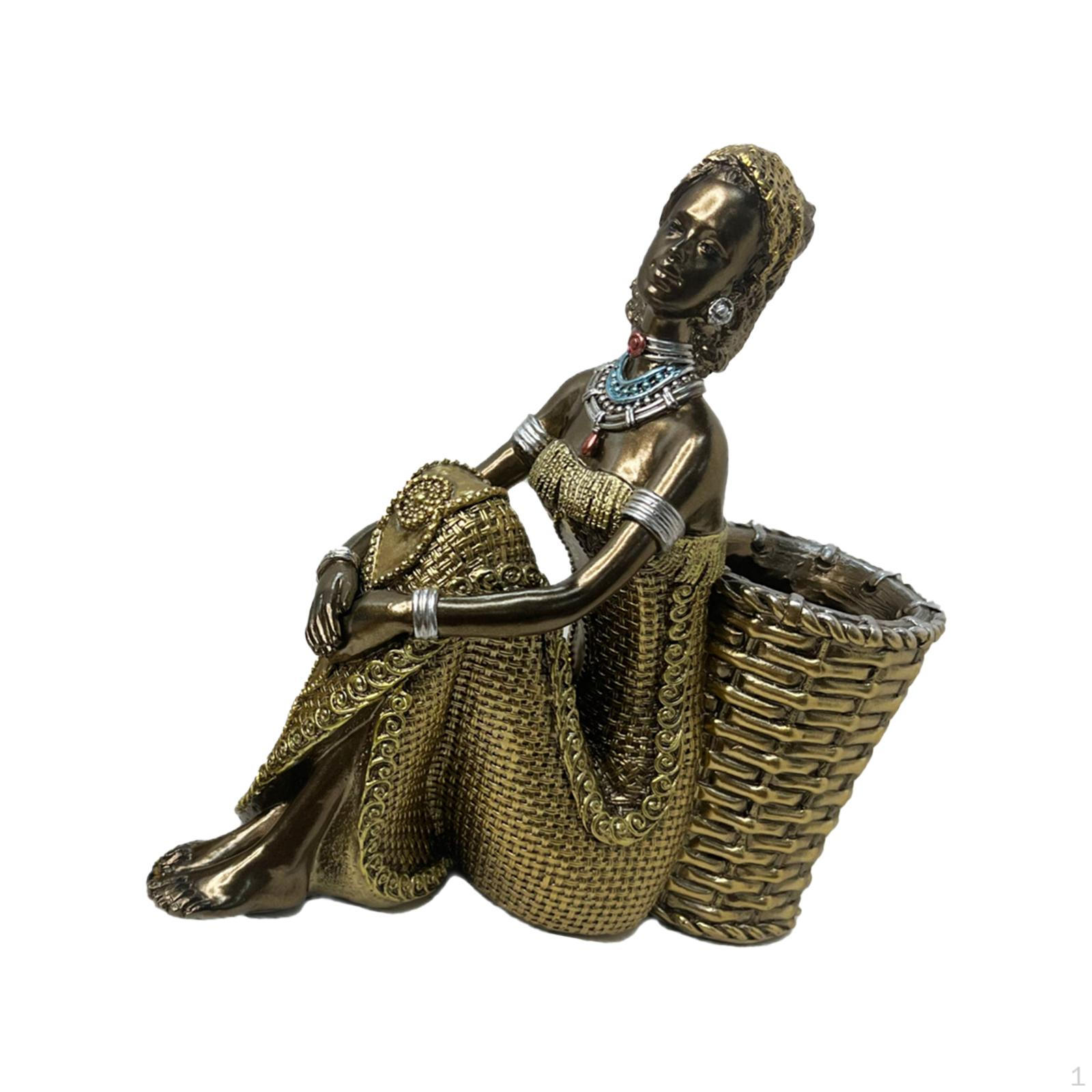 

Статуэтка африканской леди для хранения, декор для дома 16.8x6.1x16.7cm чёрный