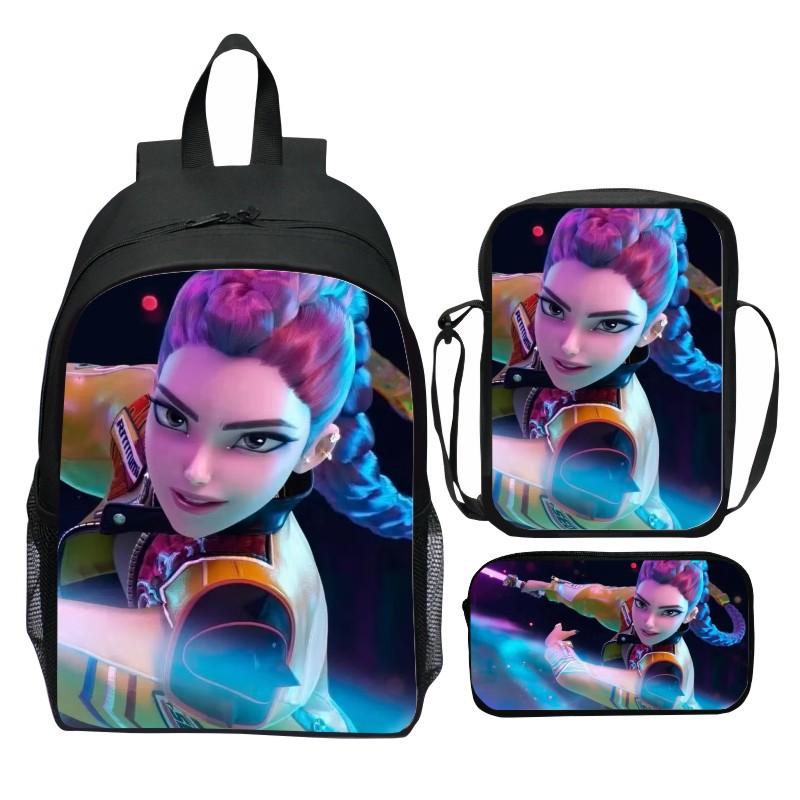 Neuer Druck Hunter Demon Girl Group Huntrix Kpop dreiteiliges Set Schultasche Cartoon Grundschulrucksack für Jungen und Mädchen CLE