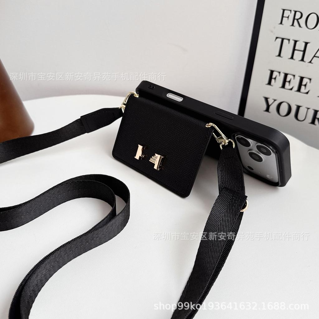 Applicable To iPhone17promax Oblique Span Card Mobile Phone Case, Foreign Trade Hot-selling Lanyard Card Bag, Apple 17 Mobile Phone Case.