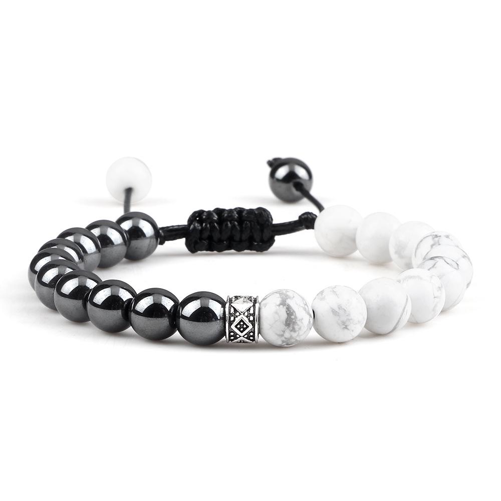 Volcanic Rock  White Turquoise Snowflake Bracelet Set