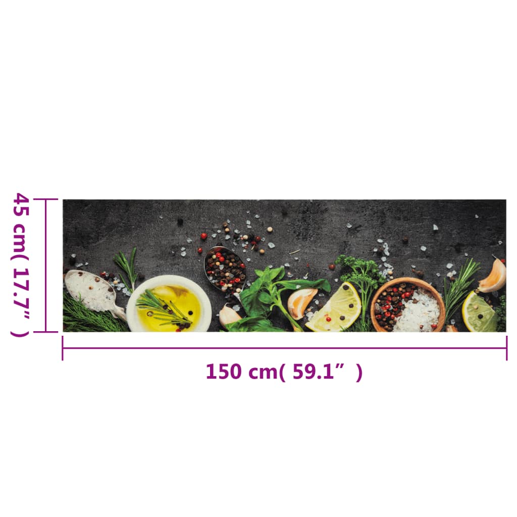 Washable Kitchen Runner Spices Design 45 x 150 cm Velvet
