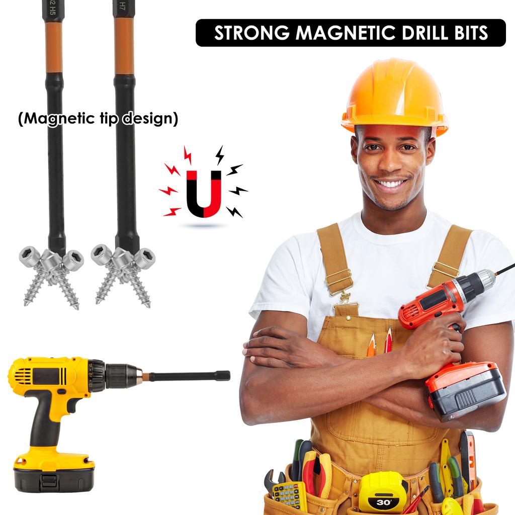 10/20PCS Magnetic Allen Wrench Drill Bit Set Metric & Imperial Impact Hex Head Screwdriver Bit Set 1/4 Inch Hex Shank Hex Bit