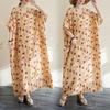 Real Shot Summer Color Vacation Style Travel V-neck Retro Long Dress Covering Meat Cotton and Linen Dress