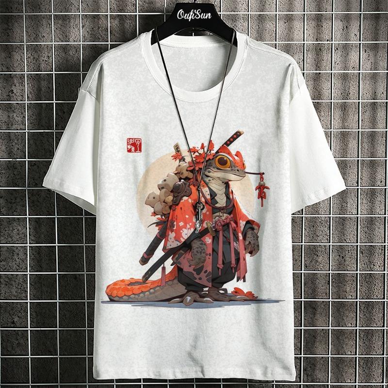 3d Ukiyo-E Animal Print Men's T-Shirt Summer Casual Oversized Short Sleeve T Shirt For Men Fashion Man Clothing 2024 Vintage Tee