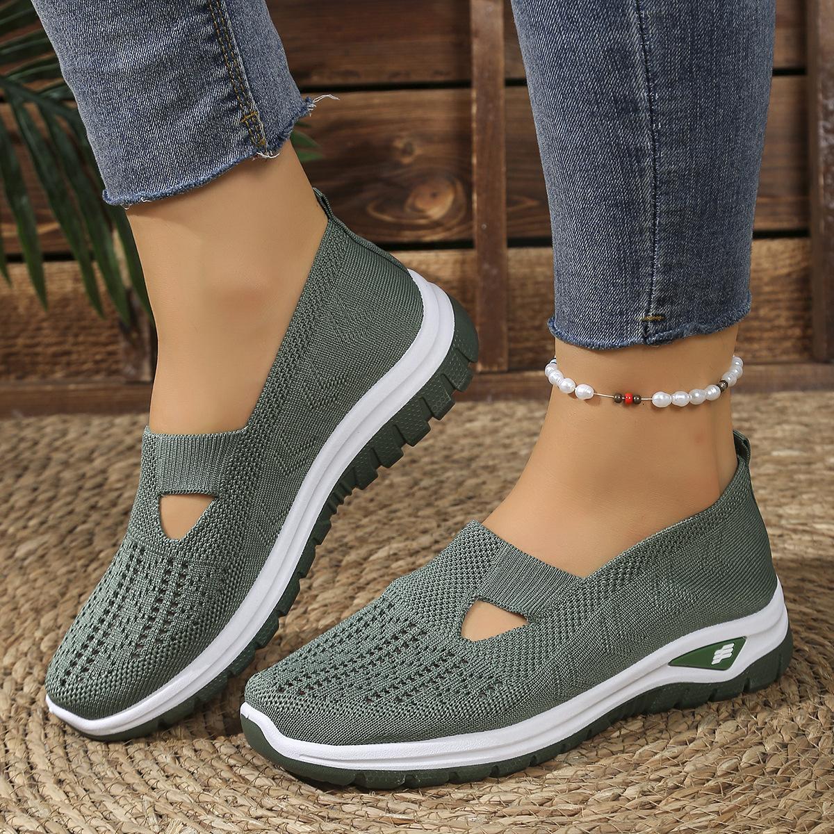 

Модная и удобная повседневная обувь большого размера, полая дышащая обувь из сетки с плетением «муха», обувь для мам 43